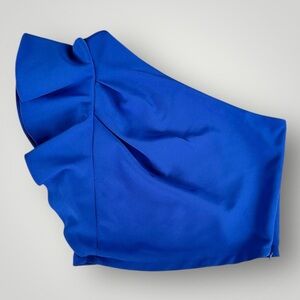 Women’s One-Shoulder Ruffle Top in Cobalt Blue